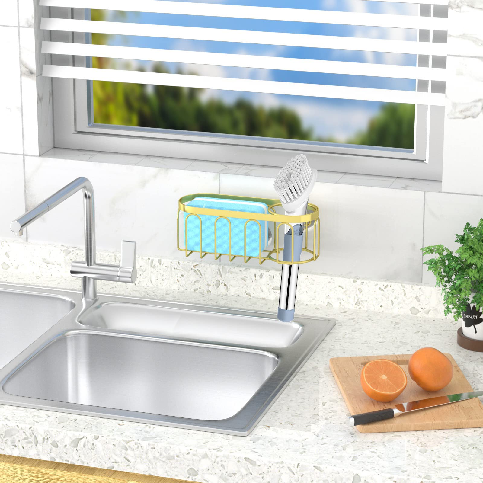 Amazon｜Yazoni 2イン1 スポンジホルダー キッチンシンク用 吸盤